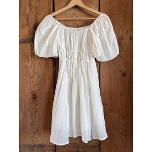 Sz S Francesca's Mindy Off The Shoulder White Ruched Mini Dress NWT